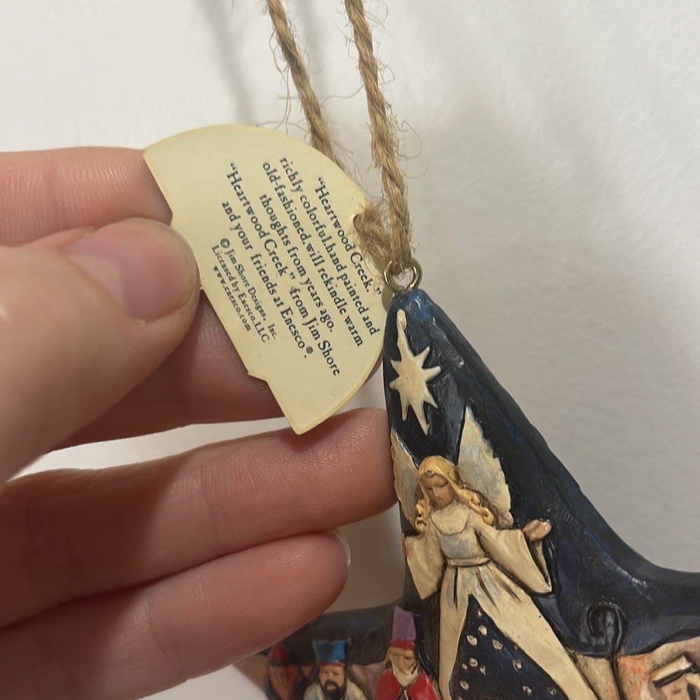 JIM SHORE NATIVITY SCENE ANGEL STAR WOODEN ORNAMENT - Picture 5 of 6